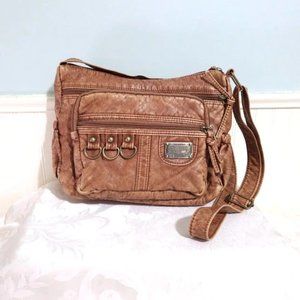 NEW VINTAGE Esprit Caramel Brown Crossbody Shoulder Bag Purse Top Zip Pockets